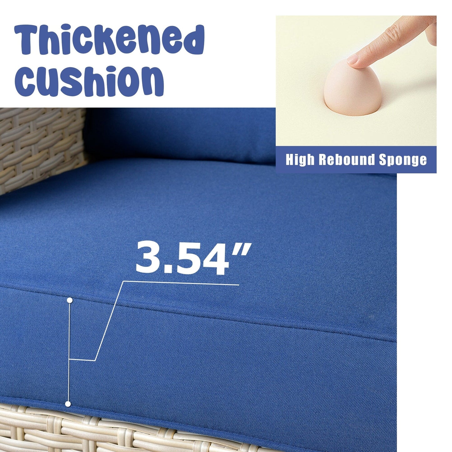 Set da conversazione imbottito per patio esterno in vimini da 5 pezzi HOOOWOOO