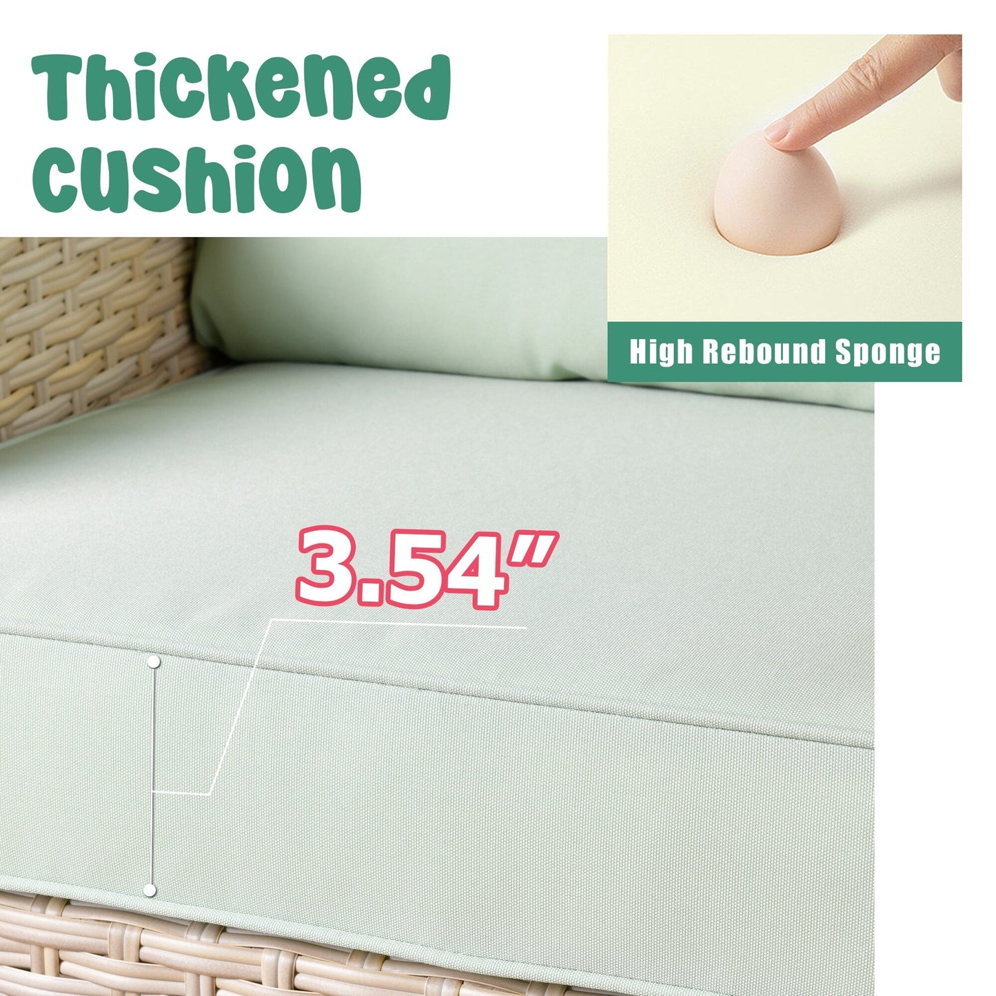 Set da conversazione imbottito per patio esterno in vimini da 5 pezzi HOOOWOOO