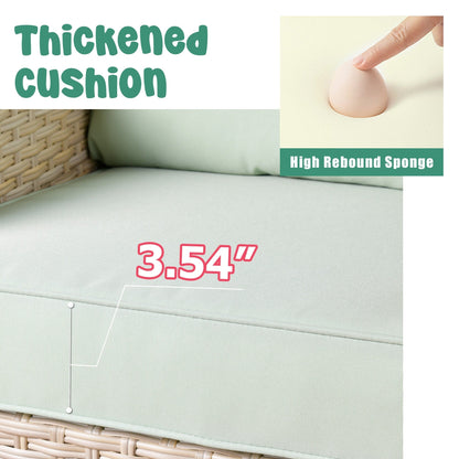 Set da conversazione imbottito per patio esterno in vimini da 5 pezzi HOOOWOOO