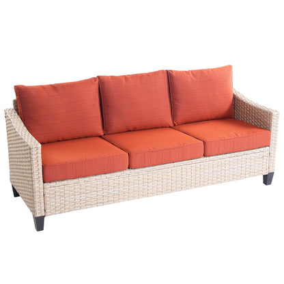 Set da conversazione imbottito per patio esterno in vimini da 5 pezzi HOOOWOOO