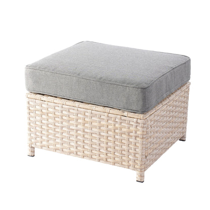 Set da conversazione imbottito per patio esterno in vimini da 5 pezzi HOOOWOOO