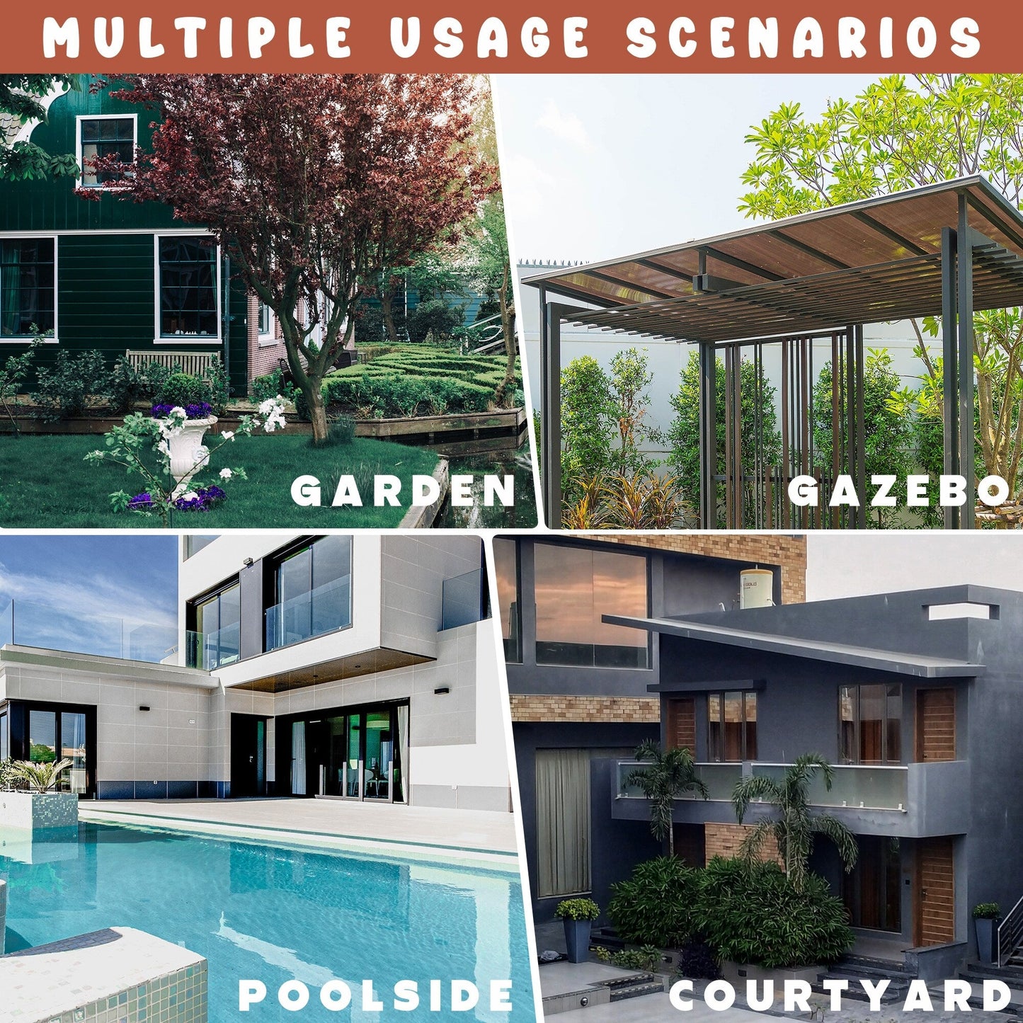 Set da conversazione imbottito per patio esterno in vimini da 5 pezzi HOOOWOOO