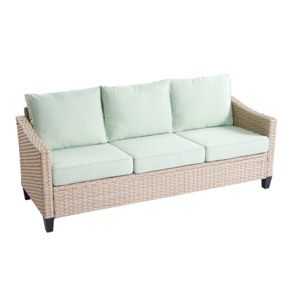 Set da conversazione imbottito per patio esterno in vimini da 5 pezzi HOOOWOOO