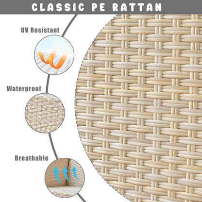 Set da conversazione imbottito per patio esterno in vimini da 5 pezzi HOOOWOOO