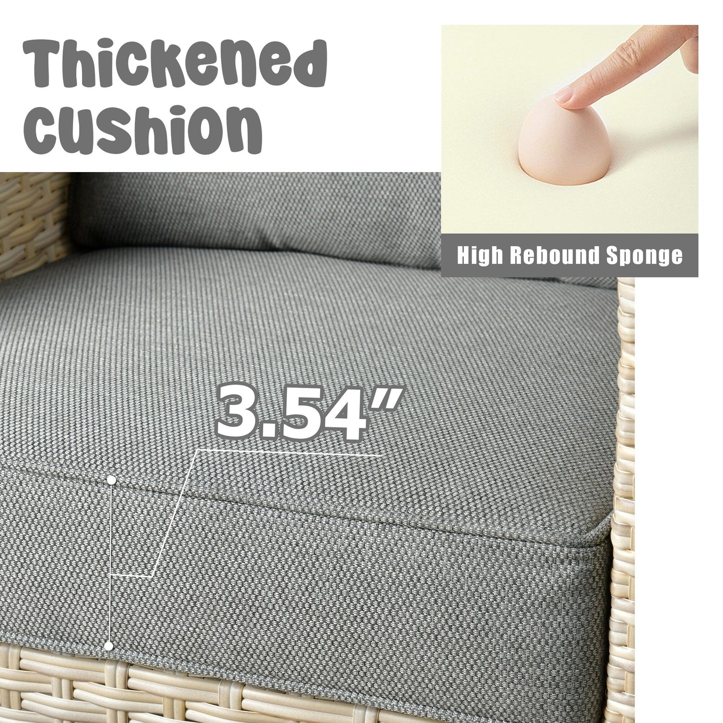 Set da conversazione imbottito per patio esterno in vimini da 5 pezzi HOOOWOOO