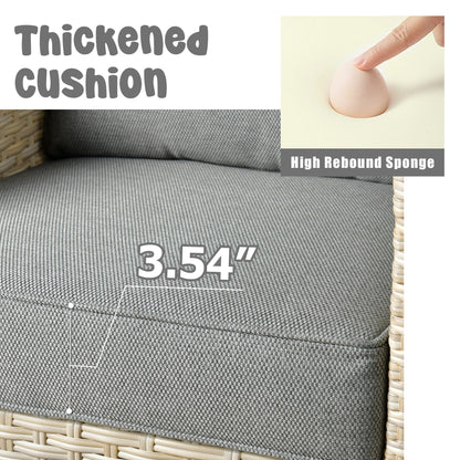 Set da conversazione imbottito per patio esterno in vimini da 5 pezzi HOOOWOOO