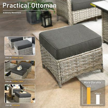 HOOOWOOO Set da conversazione per mobili da esterno in vimini con schienale alto, 5 pezzi