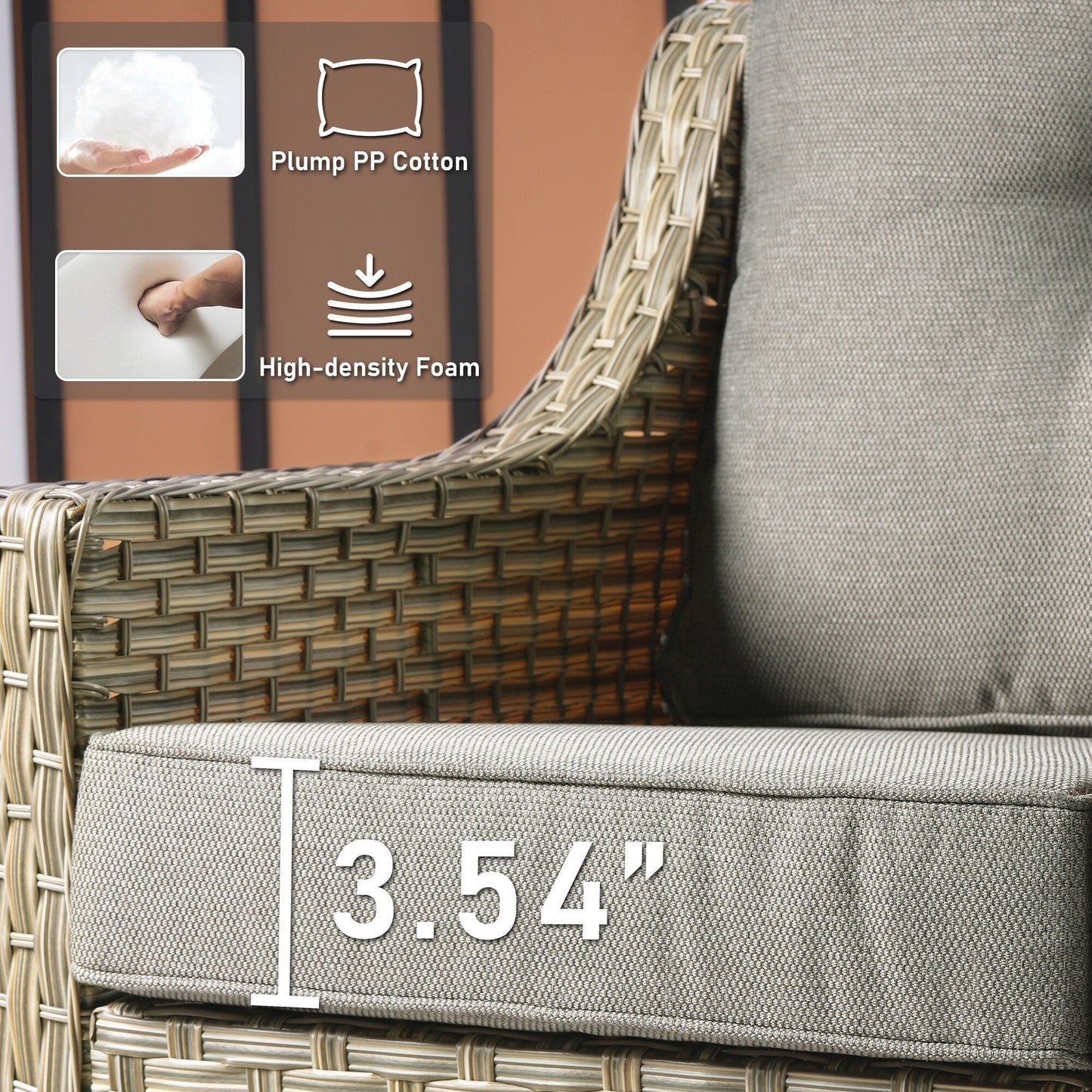 HOOOWOOO Set da conversazione per mobili da esterno in vimini con schienale alto, 5 pezzi