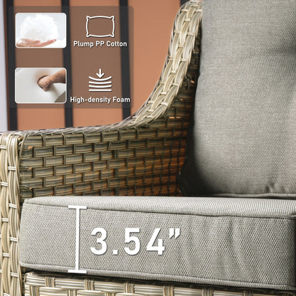 HOOOWOOO Set da conversazione per mobili da esterno in vimini con schienale alto, 5 pezzi