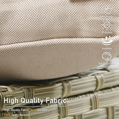 HOOOWOOO Set da conversazione per mobili da esterno in vimini con schienale alto, 5 pezzi