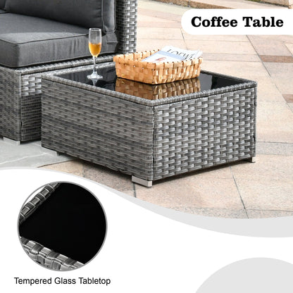 Set di divani componibili in vimini da 5 pezzi per patio HOOOWOOO con tavolino da caffè