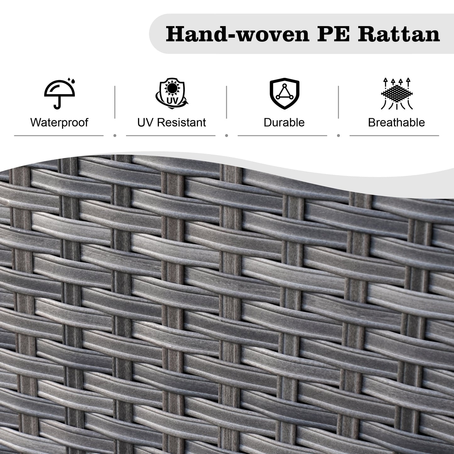 Set di divani componibili in vimini da 5 pezzi per patio HOOOWOOO con tavolino da caffè