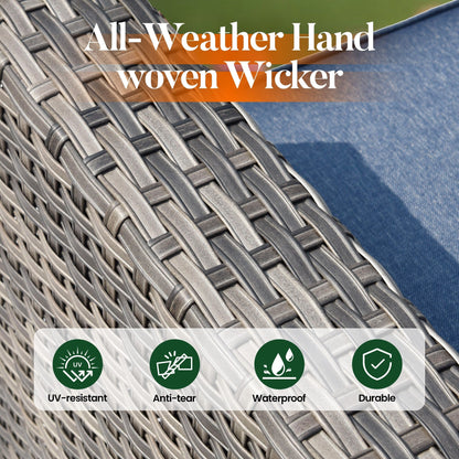 HOOOWOOO Set da 6 pezzi in rattan per patio con tavolo con braciere