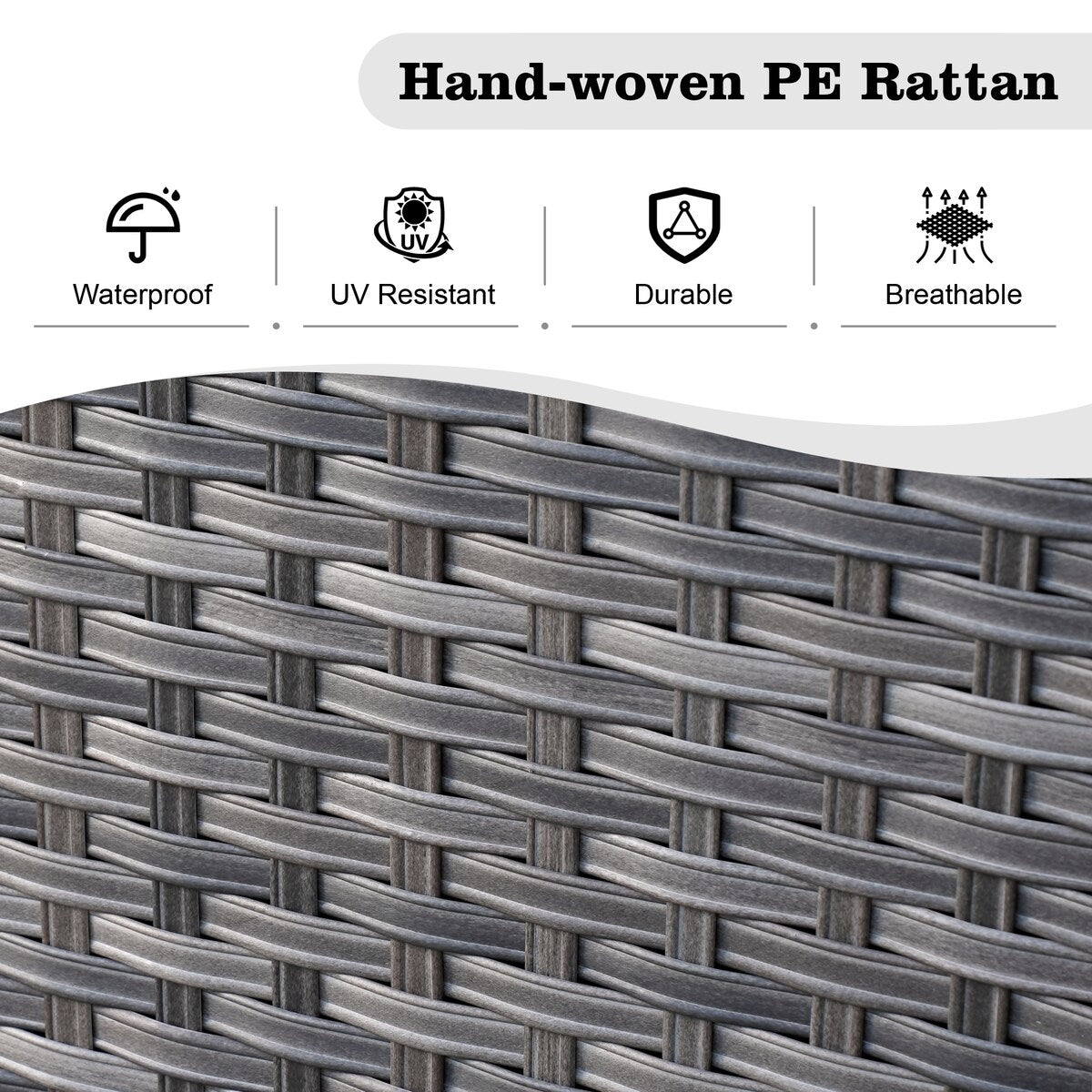 HOOOWOOO Set di mobili da esterno componibili in rattan grigio e vimini, 7 pezzi