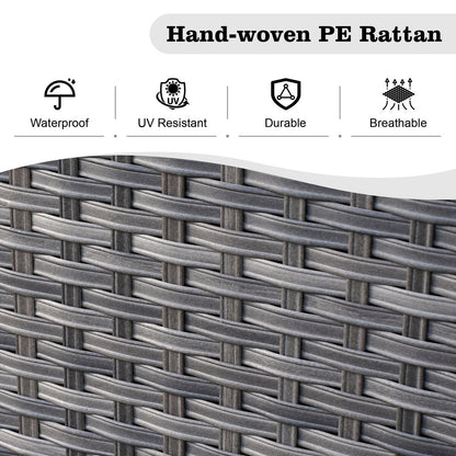 HOOOWOOO Set di mobili da esterno componibili in rattan grigio e vimini, 7 pezzi