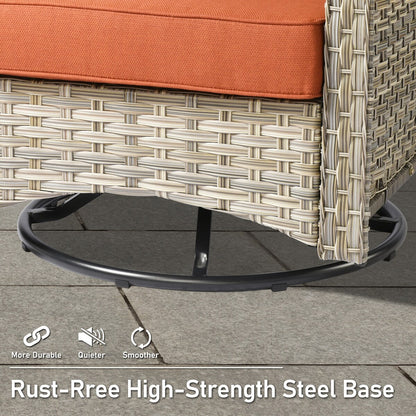 HOOOWOOO Set di mobili da giardino girevoli con schienale alto in vimini da 7 pezzi e braciere