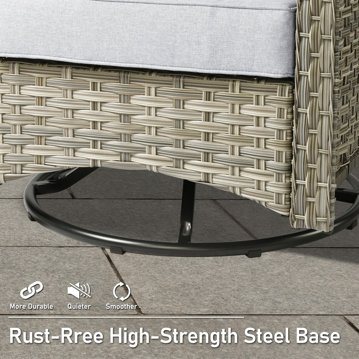 HOOOWOOO Set di mobili da giardino girevoli con schienale alto in vimini da 7 pezzi e braciere