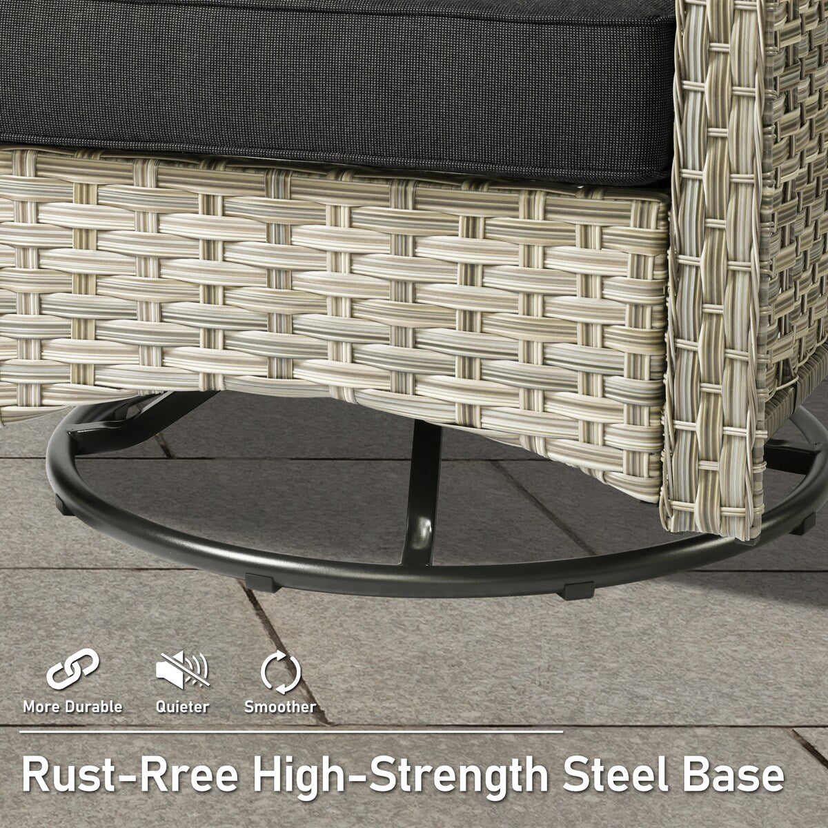 HOOOWOOO Set di mobili da giardino girevoli con schienale alto in vimini da 7 pezzi e braciere