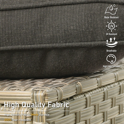 HOOOWOOO Set di mobili da giardino girevoli con schienale alto in vimini da 7 pezzi e braciere