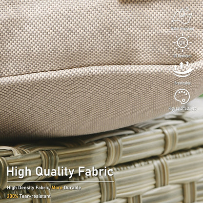 HOOOWOOO Set di mobili da giardino girevoli con schienale alto in vimini da 7 pezzi e braciere