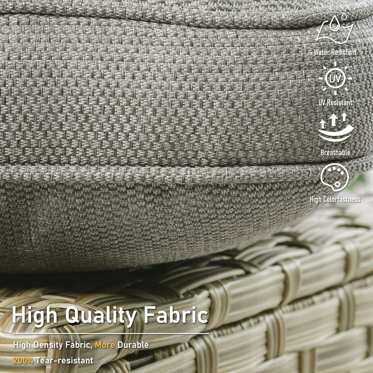 HOOOWOOO Set di mobili da giardino girevoli con schienale alto in vimini da 7 pezzi e braciere