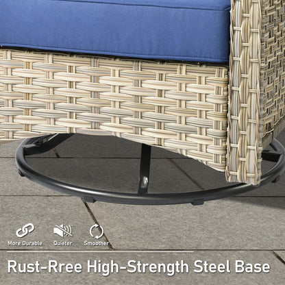 HOOOWOOO Set di mobili da giardino girevoli con schienale alto in vimini da 7 pezzi e braciere