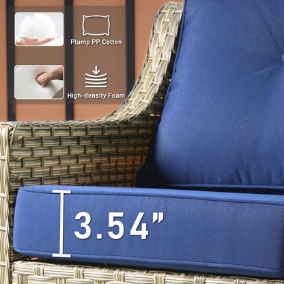 HOOOWOOO Set di mobili da giardino girevoli con schienale alto in vimini da 7 pezzi e braciere