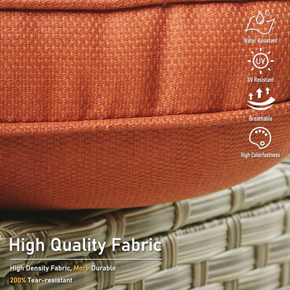 HOOOWOOO Set di mobili da giardino girevoli con schienale alto in vimini da 7 pezzi e braciere