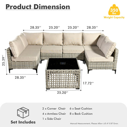 Set di mobili da giardino componibili in rattan HOOOWOOO da 7 pezzi