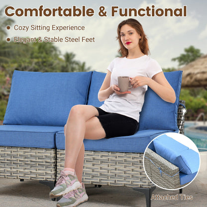 Set di mobili da giardino componibili in rattan HOOOWOOO da 7 pezzi