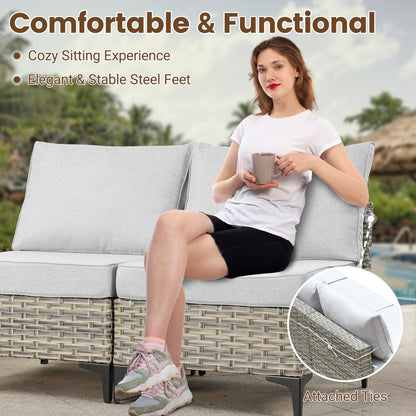 Set di mobili da giardino componibili in rattan HOOOWOOO da 7 pezzi