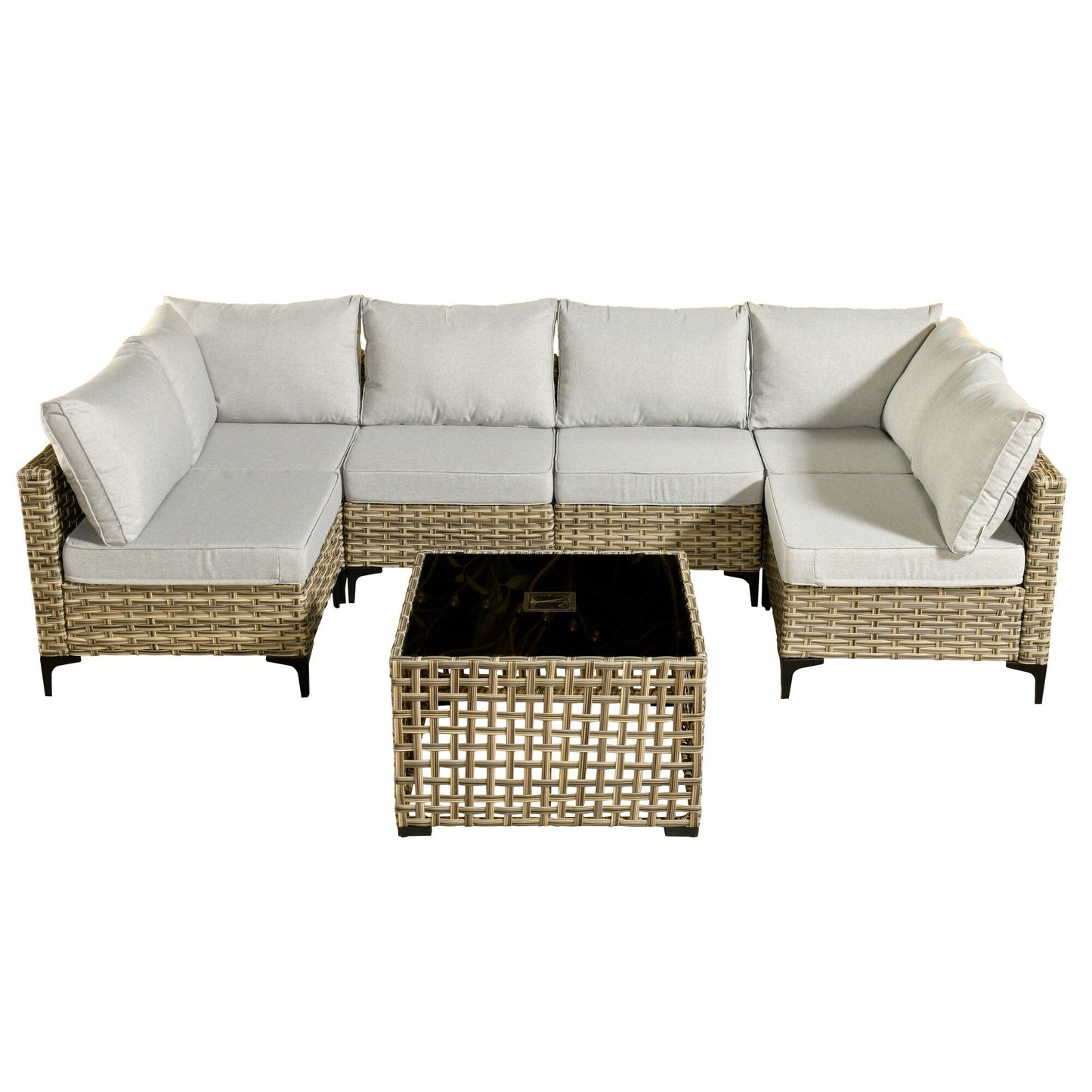 Set di mobili da giardino componibili in rattan HOOOWOOO da 7 pezzi