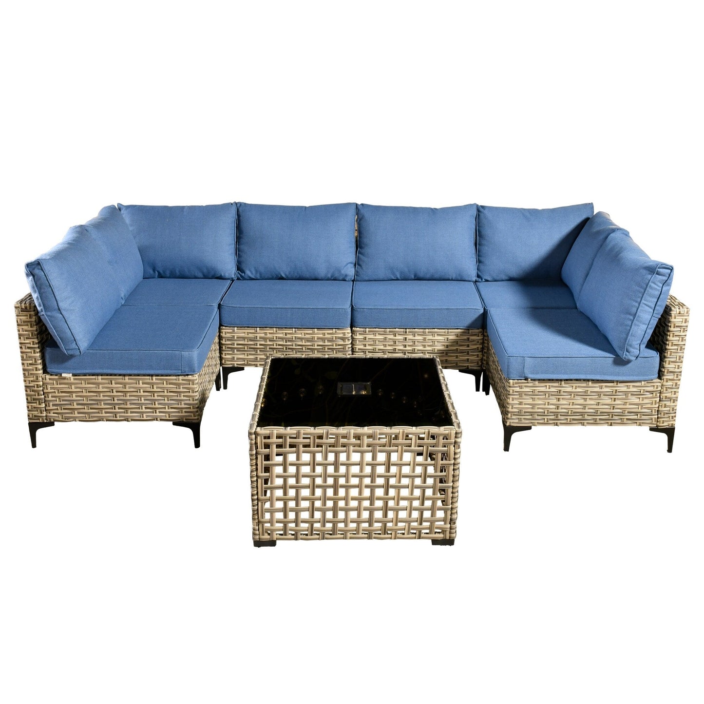 Set di mobili da giardino componibili in rattan HOOOWOOO da 7 pezzi