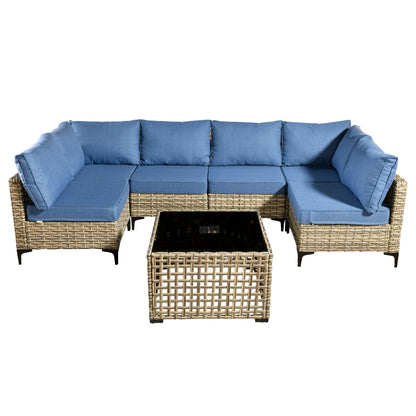 Set di mobili da giardino componibili in rattan HOOOWOOO da 7 pezzi