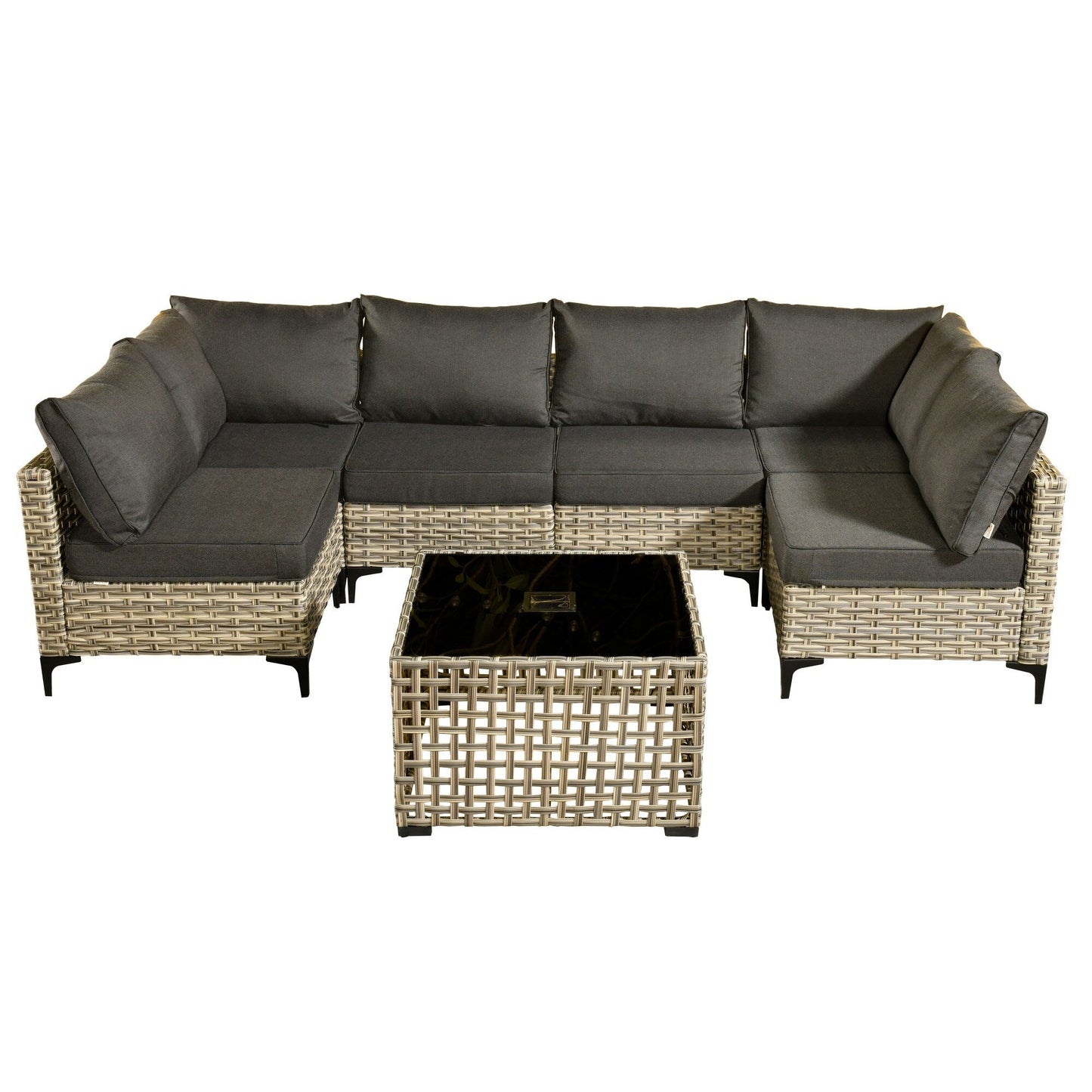 Set di mobili da giardino componibili in rattan HOOOWOOO da 7 pezzi