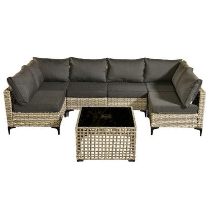 Set di mobili da giardino componibili in rattan HOOOWOOO da 7 pezzi