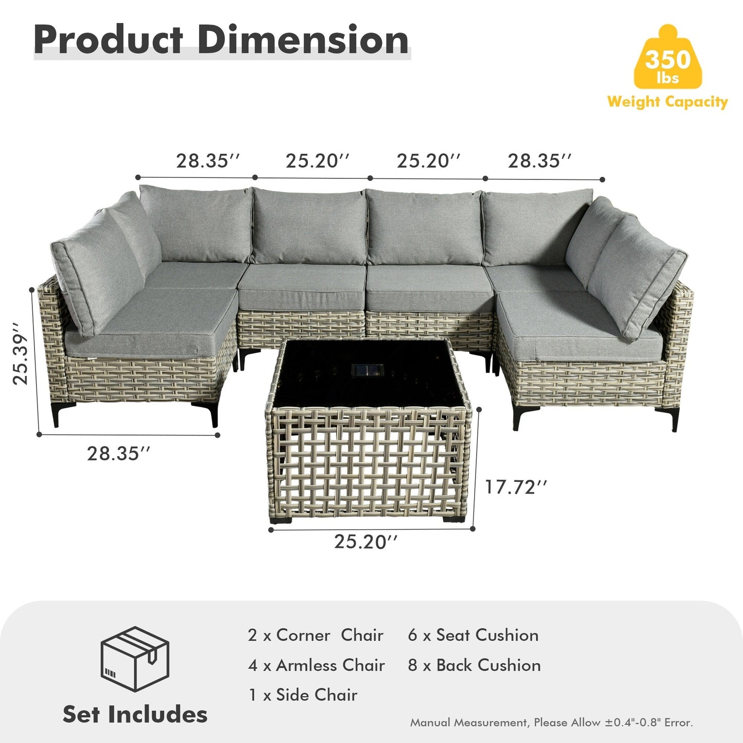 Set di mobili da giardino componibili in rattan HOOOWOOO da 7 pezzi