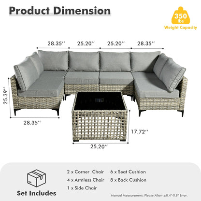 Set di mobili da giardino componibili in rattan HOOOWOOO da 7 pezzi