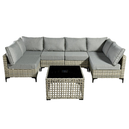 Set di mobili da giardino componibili in rattan HOOOWOOO da 7 pezzi