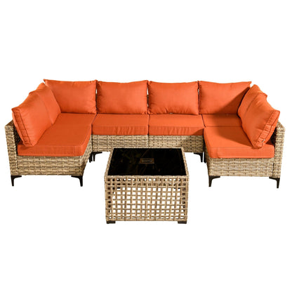 Set di mobili da giardino componibili in rattan HOOOWOOO da 7 pezzi