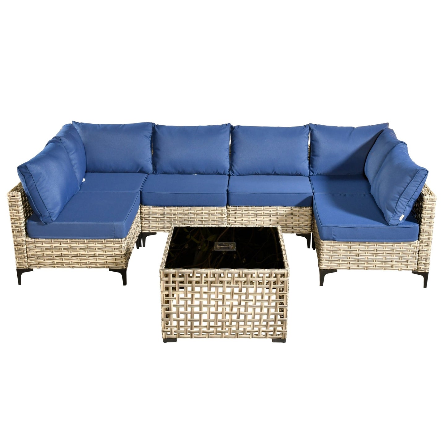 Set di mobili da giardino componibili in rattan HOOOWOOO da 7 pezzi