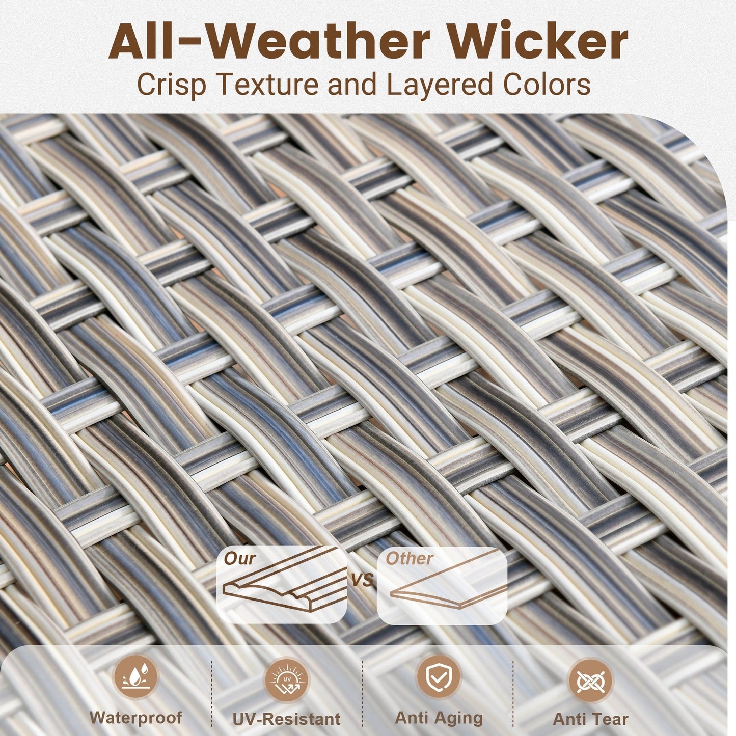 Set di mobili da giardino componibili in rattan HOOOWOOO da 7 pezzi