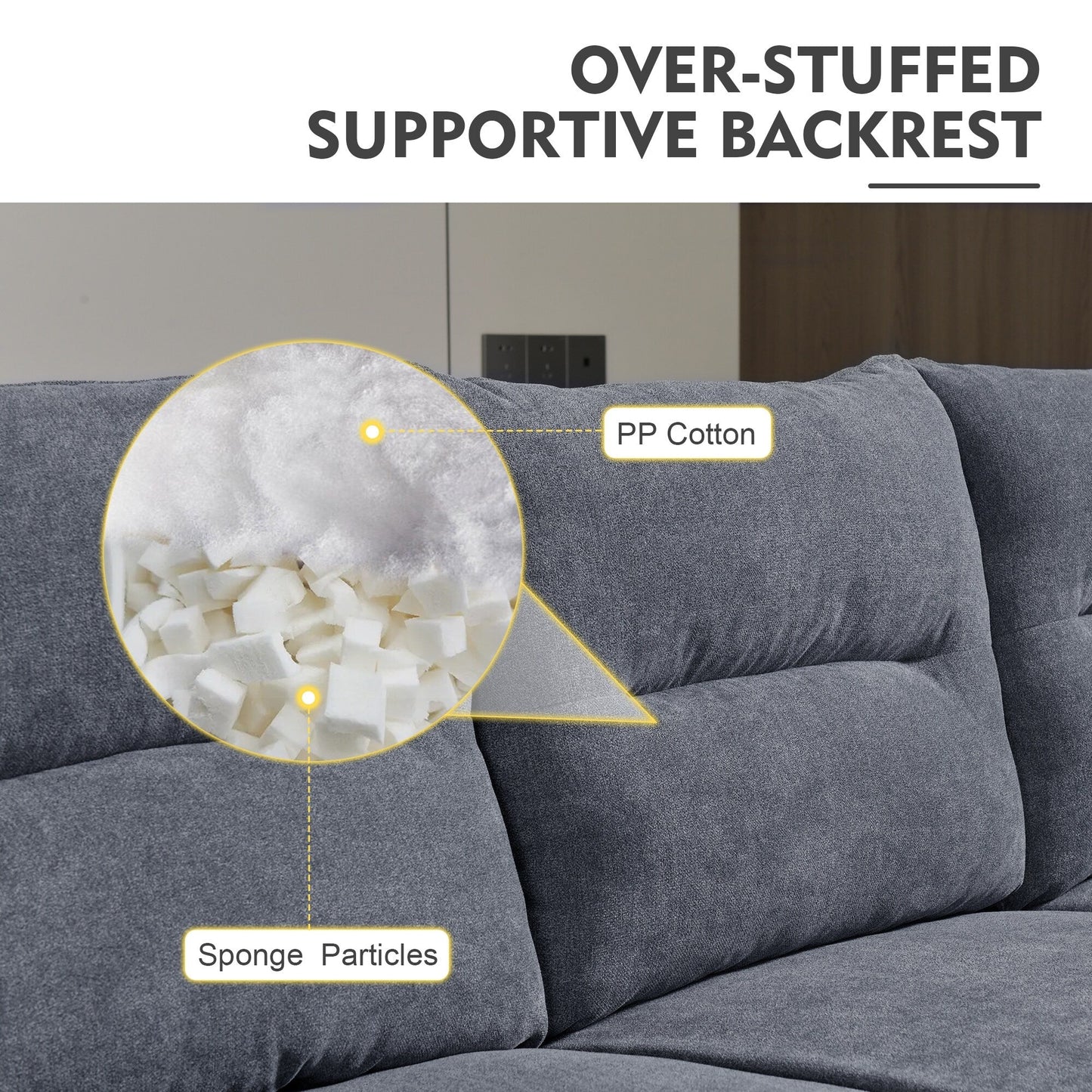 HOOOWOOO Mobili per soggiorno 71 Divano moderno imbottito in tessuto a 3 posti