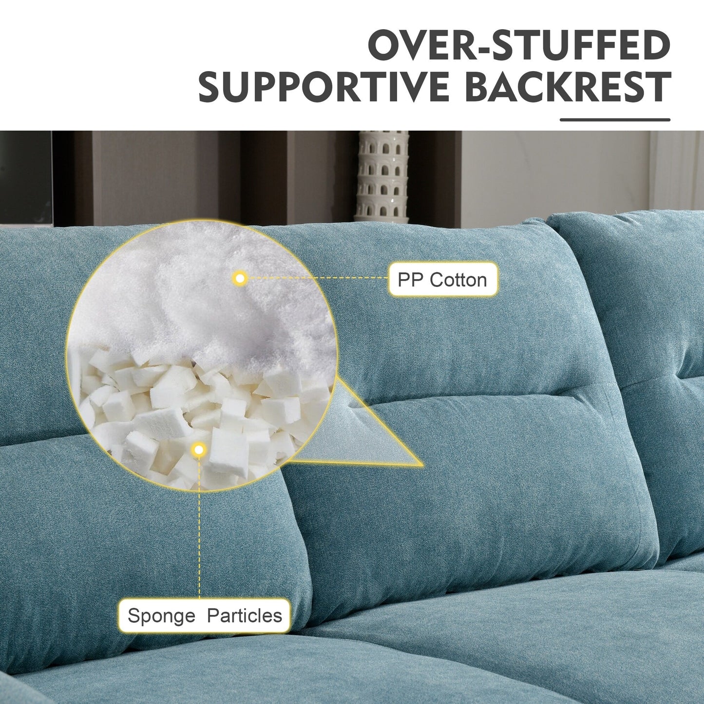 HOOOWOOO Mobili per soggiorno 71 Divano moderno imbottito in tessuto a 3 posti