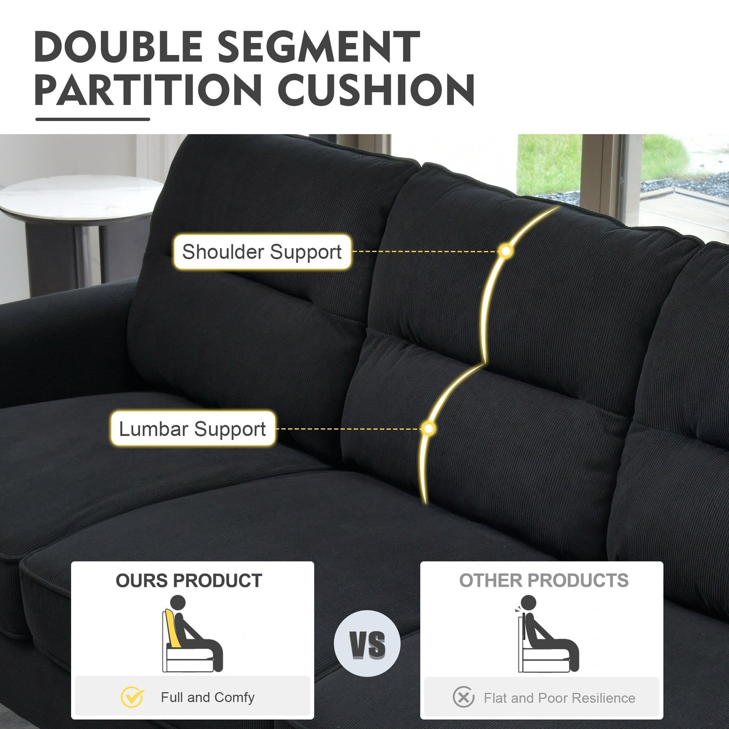 HOOOWOOO Mobili per soggiorno 71 Divano moderno imbottito in tessuto a 3 posti