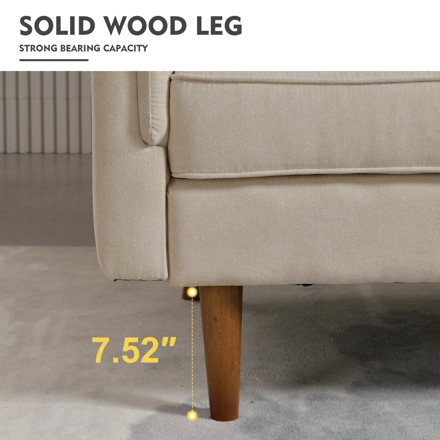 HOOOWOOO Mobili per soggiorno 71 Divano moderno imbottito in tessuto a 3 posti