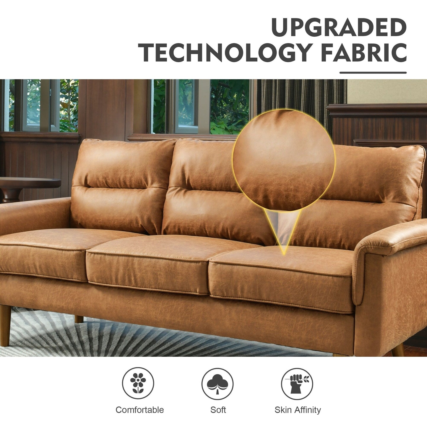 HOOOWOOO Mobili per soggiorno 71 Divano moderno imbottito in tessuto a 3 posti