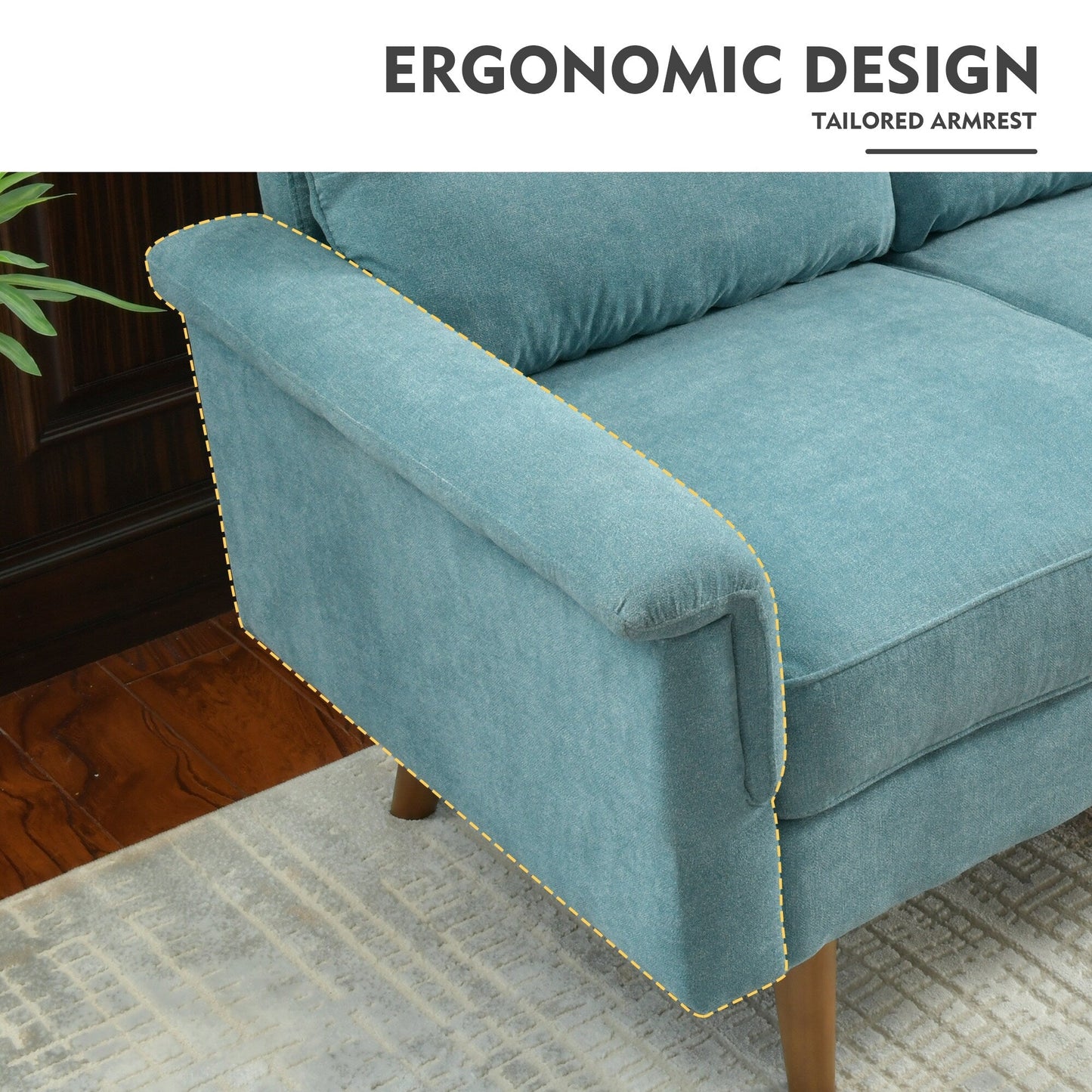 HOOOWOOO Mobili per soggiorno 71 Divano moderno imbottito in tessuto a 3 posti