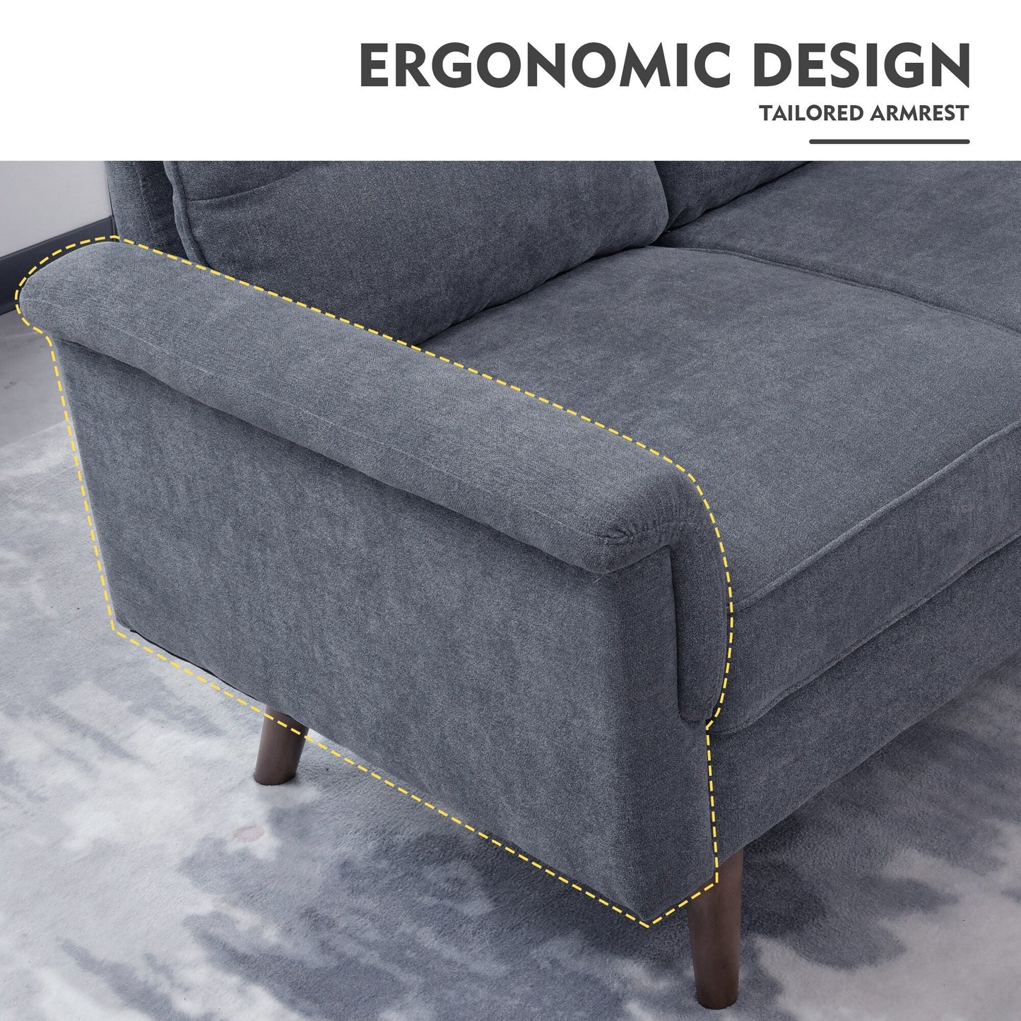 HOOOWOOO Mobili per soggiorno 71 Divano moderno imbottito in tessuto a 3 posti