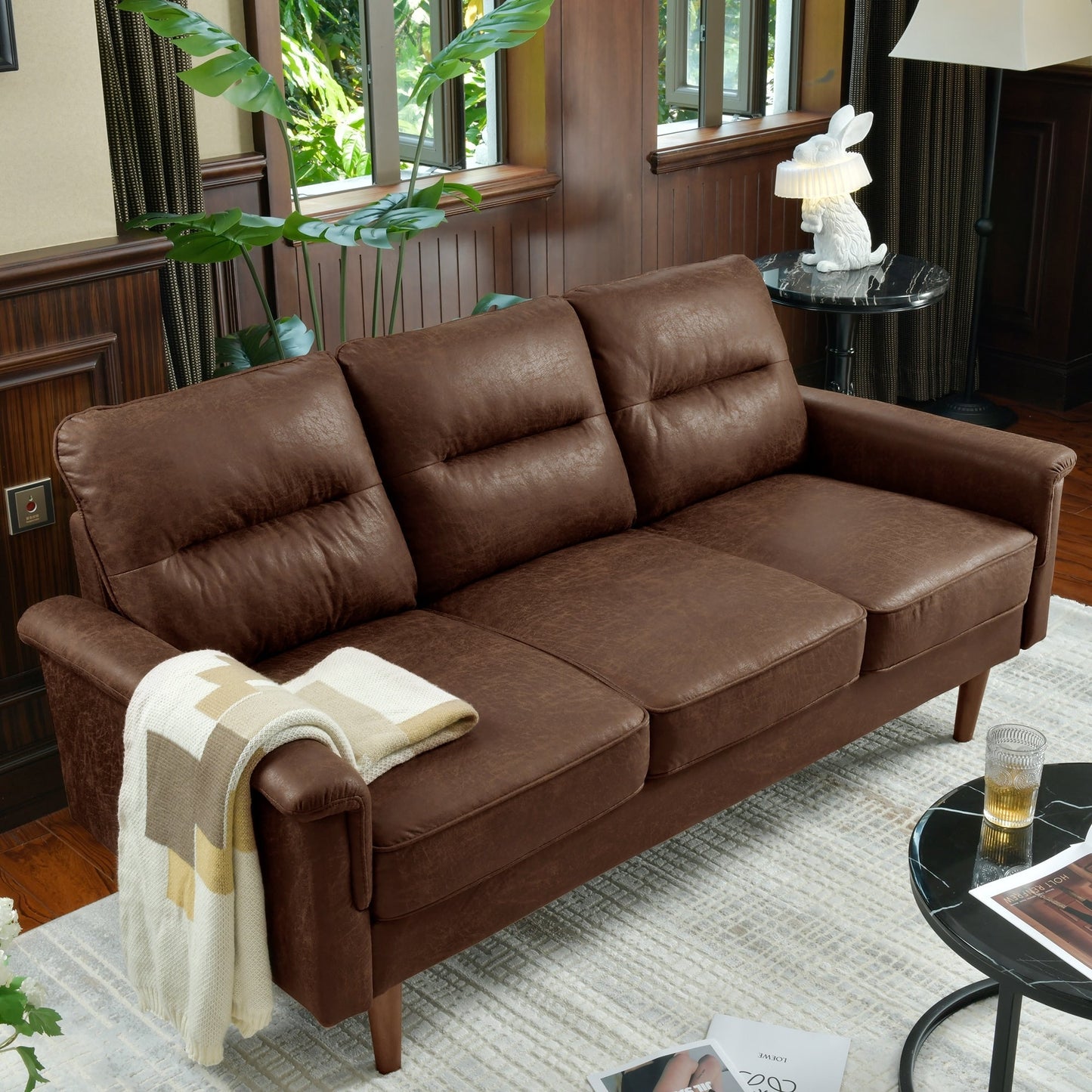 HOOOWOOO Mobili per soggiorno 71 Divano moderno imbottito in tessuto a 3 posti